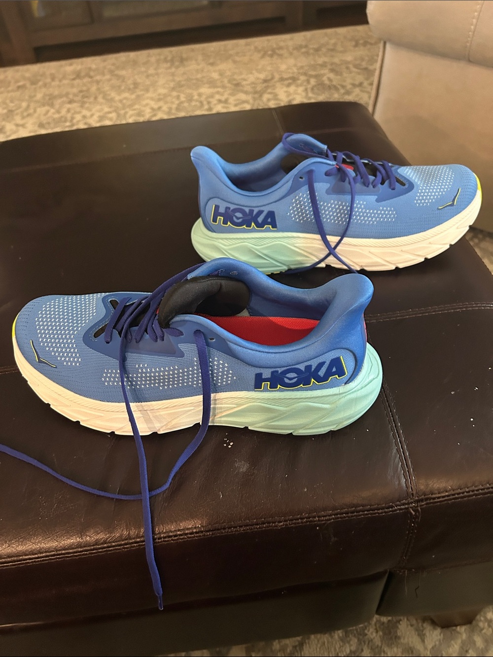 Men's HOKA ARAHI 7 Blue and Mint Lightweight Sneakers